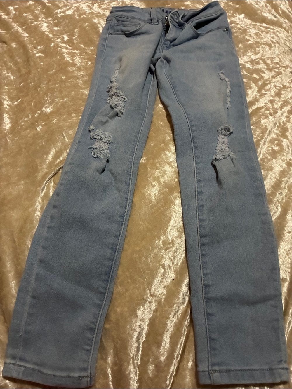 Girls 12 YMI Light Blue Ripped Skinny Jeans